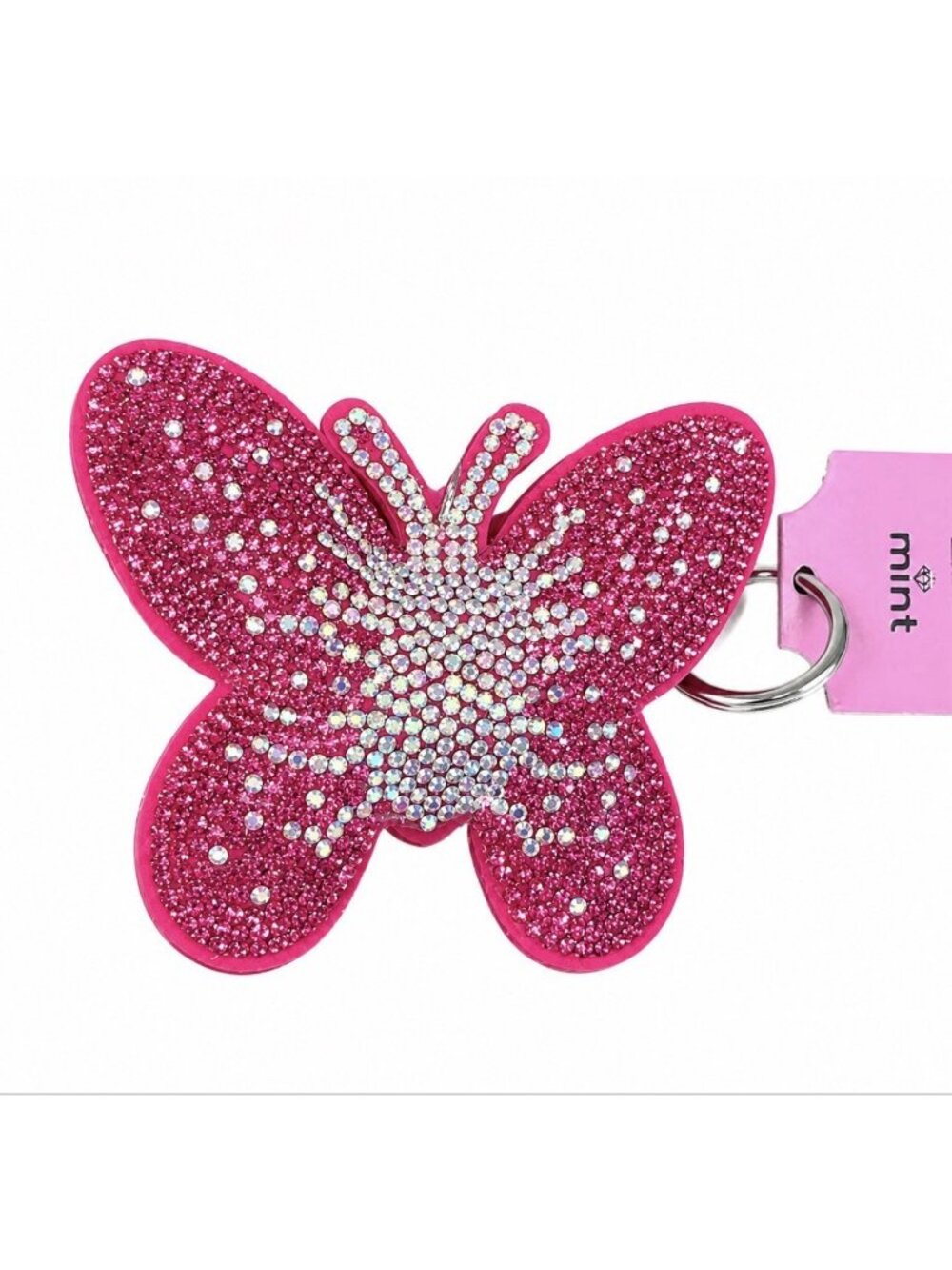 Chunky Puffy Butterfly Rhinestone Bling Bag Purse Backpack Charm Keychain NEW
